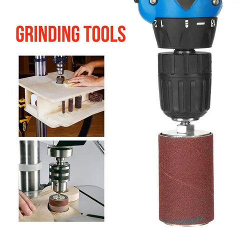 Grinding tools in action with Rubber Sanding Drum Set 20 Piece for drills, flexible shafts, and drill presses.