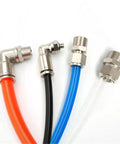 Straight Up Heavy Duty Gas And Pneumatic Tubing Hose With Smooth Airflow Compatible With Standard Air Compressors Includes One Two Meter Black Pu Pipe For Quick Swap Jobs, featuring colorful hoses and metal fittings.