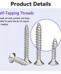Complete 32 Piece M6 Hardware Kit For Home Repairs And DIY Projects showing self-tapping screws with sharp threads