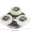 36T Planetary Gear Replacement Kit with Clutch for Geared EBike Motors showing three white gears and clutch on metal base