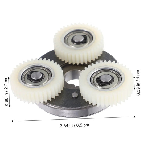 36T Planetary Gear Replacement Kit with Clutch for Geared EBike Motors showing three white gears and clutch on metal base