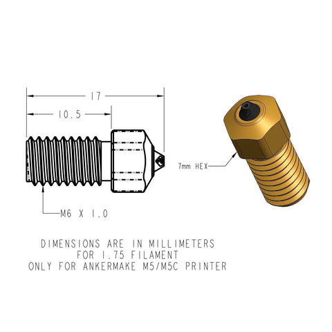 Diamond Infused Nozzle Built Different For AnkerMake M5 And M5C 3D Printers That Devours Abrasive Filaments Like A Boss While Dishing Out Buttery Smooth Extrusion With Absolute Zero Sweat For Craft Buffs