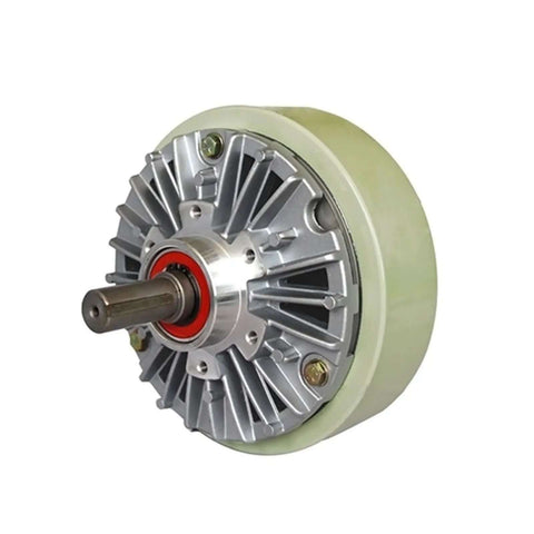 Side view of Single Shaft Magnetic Particle Brake for Textile and Printing Machines with 3Nm to 400Nm torque range, high speed 1800 RPM