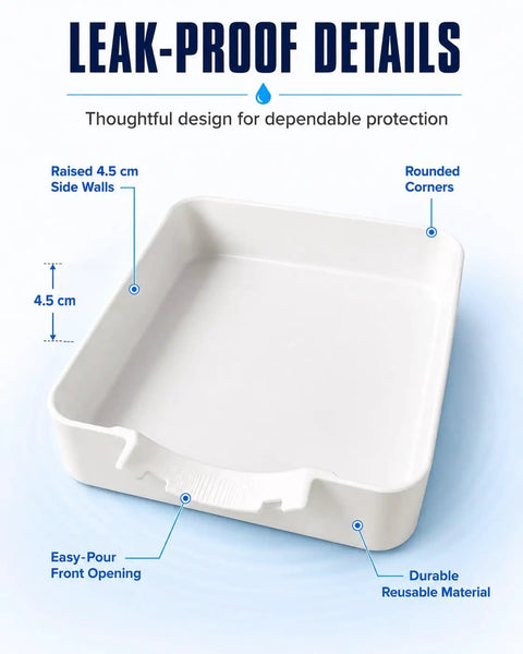 Front Load Washer Drip Pan Universal Drain Tray Leak Proof Floor Protector Catcher For Laundry Rooms with raised sides and front opening