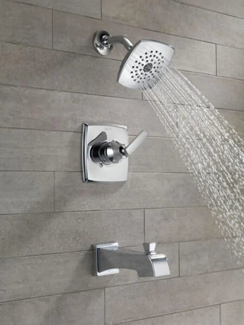 Ashlyn 14 Series Single Handle Tub And Shower Trim Kit In Chrome With A Single Spray Touch Clean Shower Head Easy Install Valve Not Included Rough In Valve Sold Separately For A Seamless Shower Upgrade installed on wall