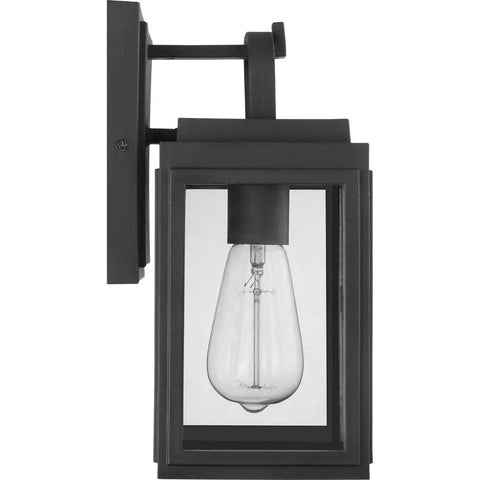 Porch Ready Farmhouse Outdoor Wall Lantern With Clear Glass Panes And Textured Black Finish, 1 Light Small Outdoor Lighting Fixture