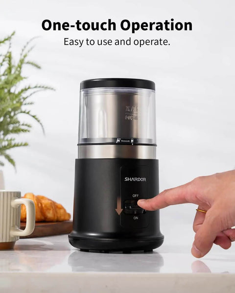 One Touch Coffee And Spice Grinder With Removable Stainless Steel Cup for coffee beans, spices, seeds; quiet electric dry grinder being operated