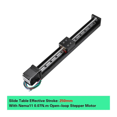 Slide Table Kit For CNC Systems With T Type Linear Guide Rail Stage 50mm Stroke And 6mm Pitch Electric Linear Stage Pro Grade Precision Ball Transmission Heavy Duty Load For Smooth And Accurate Milling, 250mm stroke Nema11 motor