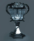 Triwizard Cup Replica Mood Light LED Lamp Battery Powered 13 Inch Tall Silver Decor For Wizarding World Fans glowing on display