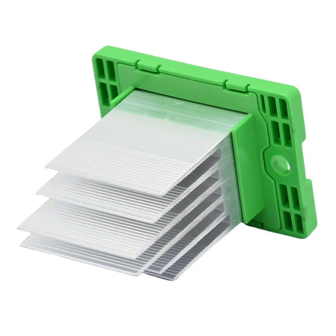 Shop Grade Front Or Rear Auto Climate Control Blower Motor Resistor For Kia Optima Sorento Soul Sedona Green plastic part with ridged filter.
