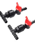 Easy Install Garden Hose Splitter Tee Reducer With Tap Valve 16mm To Half Inch Barb Connector Three Way Fitting, black with red valve