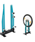 Must Have Wheel Truing Stand For 27.5 To 29 Inch Wheels, Heavy Duty High Carbon Steel Repair Tool shown without and with wheel