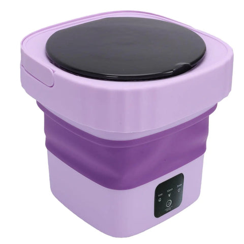 Collapsible Mini Washing Machine With Six Liters And Dual Cycle Options showing compact design in purple for dorms and RVs.