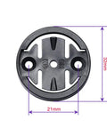 Closeup of co-polymer adapter from Out Front Bike Mount Adapter Kit For Bicycle Computers Easy Install Co Polymer Insert Replacement Includes Four Adapters And Eight Screws Fits Garmin Wahoo And More, measuring 32mm by 21mm.
