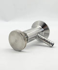 Geife sanitary 1.5in tri-clamp sample tap valve, SS304 stainless steel, 1/2in barb outlet, side view