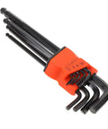 Solid Metal Hex Key Wrench Kit 2 Sets L-Shape Metric Spanner Tool For Bike Gear And Electronic Repairs Wear Resistant Flat Ball End Drivers Makes Tough Gigs A Breeze. L-shaped metric Allen keys in orange holder