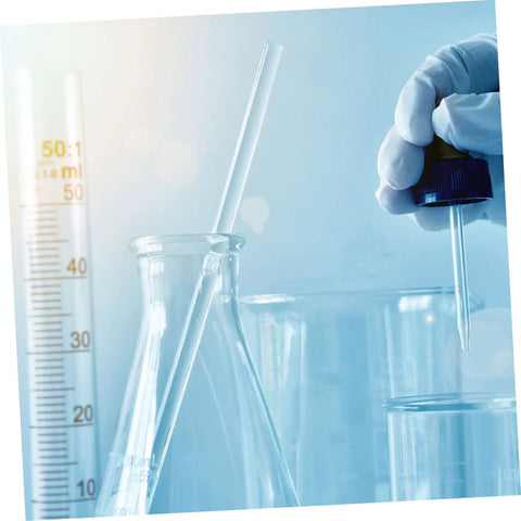 Hands using pipette next to glass beakers, illustrating Electrostatic Science Kit For Middle School Classrooms And Home Labs Glass Rods.