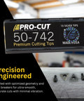 Box of Premium Carbide Cutting Tips for Brake Lathe Rotor Matching Systems, showing Pro-Cut branding and 10 pack, Made in USA.