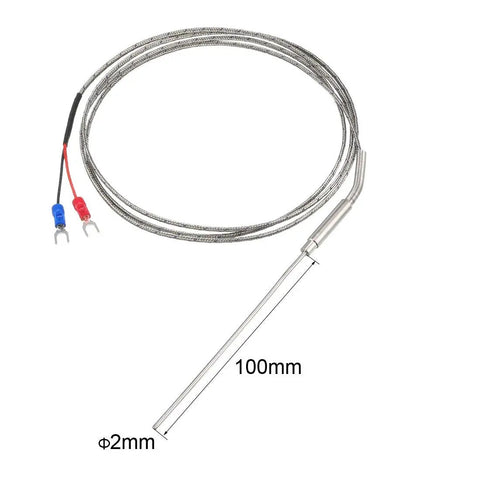 K Type Thermocouple Temperature Sensor Probe With 2mm X 100mm Stainless Steel Probe, 1.5M Cable, 32-1472F And 0-800C Range