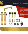 Gold 6Ft Barn Door Hardware Kit With 72 Inch Track For Cabinets TV Stands And Wardrobes Smooth Quiet Sliding Single Door Set Includes Gold Handle And Easy Mount Hardware Modern Upgrade For Furniture shown.