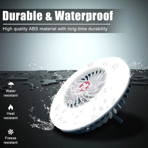 Portable Camping Fan With LED Lantern USB Rechargeable Waterproof Tent Fan showing durability and water resistance