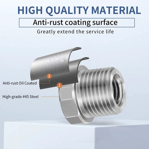 Woodworking Lathe Spindle Adapter Converts 1 x 8 TPI To 1.5 x 8 TPI Built Tough Steel Headstock Adapter shown in anti-rust steel
