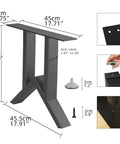19 Inch Heavy Duty Metal Table Legs Set Of 2 for Industrial Style Coffee Tables and Desks with Adjustable Feet Pads