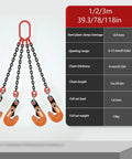 Heavy Duty 1.6 Ton Horizontal Plate Lifting Clamp, Pro Grade Chain Drum Lifter with four chains and hooks, 1m length.