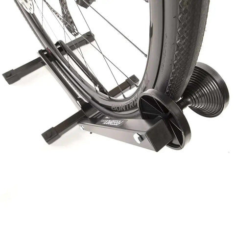 Close-up of Rakk Bike Storage Rack Freestanding Floor Bicycle Stand For Small Spaces Ideal For Apartments, Garages, Basements.