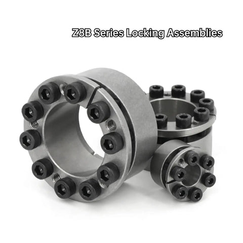 1 Piece Built Tough And Ready To Roll Locking Assembly With Tightening Sleeve Keyless Bushing And Precision Bearing For Shaft Mounting Projects Z8B EUX16 SCE201 KL201, showing three locking assemblies.