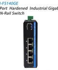 Rugged Outdoor 5 Port Gigabit Ethernet Fiber Converter For Industrial DIN Rail Switch With 4 RJ45 Ports And 1 LC Uplink Up To 20 Km