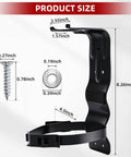 Heavy Duty Fire Extinguisher Bracket Set Of Five For Easy Wall Mounts In Home, Vehicle, And Boat, Black Rust Resistant Steel, Holds Extinguishers Up To 4.5 Inch Diameter, Bracket Size 9 By 2.6 Inches with product dimensions and components displayed.