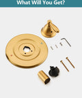 Stylish Brushed Gold Chateau Style Shower Faucet Trim Kit For Moen Fit Valve featuring plate, handle, screws