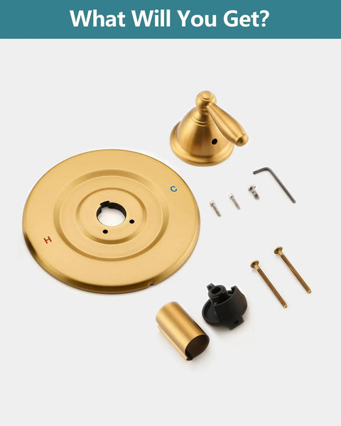 Stylish Brushed Gold Chateau Style Shower Faucet Trim Kit For Moen Fit Valve featuring plate, handle, screws