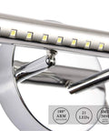 Detail of stainless steel 15.7 inch vanity light with 5W LED, 6000K, 180 degree rotating mount for bright bathroom illumination