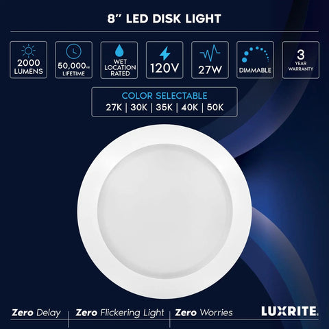 Grab This Slick Eight Inch Ceiling Disk Light Featuring Top Shelf 27 Watt Performance Pumping Out 2000 Lumens With A Hassle Free 5 Cct Adjustable Switch For Smooth Ambiance Upgrades Anywhere You Need Reliable Home Lighting