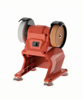 Bad Boy 21V Cordless Bench Honing Tool, Mini Electric Grinder with twin wheels and toggle switch, vibrant red.