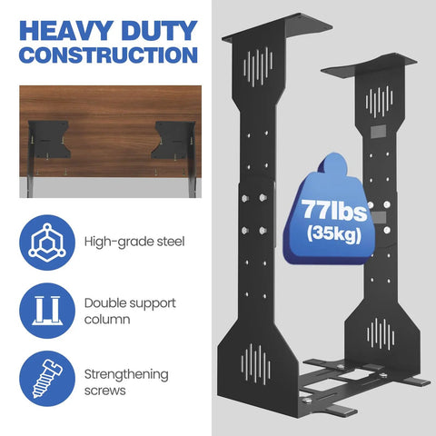 Built Like A Tank Under Desk Pc Mount Heavy Duty Cpu Holder showing high-grade steel brackets with 77lbs capacity.
