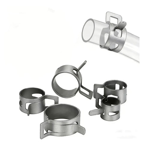 Cool 61 Piece Silver Hose Clamp Kit Plus Pliers For Cars And Home Plumbing Covers 1/4 To 7/8 Inch Water Pipe Clips Fasteners Perfect for Every Fixer Upper Job, silver clamps on tubing