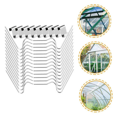 50 Piece Greenhouse Glass Fixing Clips Stainless Steel Z Type Clamps Repair Kit For Film Covering Weatherproofing Easy To Use And Carry For Greenhouse Glass Panes In Storms And High Winds Lightweight And Portable Grab And Go Ready