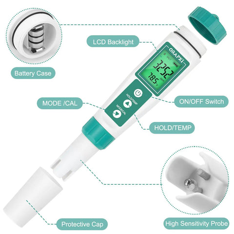 Saltwater Pool Tester Pro, Quick and Accurate Salinity Meter for Pools, Reads 0 to 9000 PPM, Great for Salt Chlorinator Systems, Helps Maintain Safe 2400 to 4500 PPM Range, User Friendly Digital Readout, white handheld tester