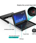 Beast Mode 16 Port Hdmi Kvm Console With 15.6 Inch Lcd Display shows 15.6" LED screen and keyboard in rack mount design.