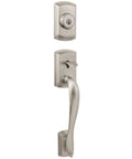 Avalon Exterior Front Door Lock Handle And Deadbolt Set In Satin Nickel Pick Resistant SmartKey Rekey Security Exterior Only Microban Protection Interior Handle Sold Separately