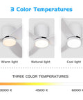 50 Inch Recessed Thin Indoor Ceiling Fan With Lights White 3 Blade Modern Remote DC Silent Motor showing LED light options.