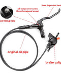 MT200 Hydraulic Bike Brakes With SM-RT56 160/180mm Rotors, aluminum lever, caliper, and oil pipe diagram.