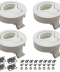 Four Piece Set Of Two Inch White Abs Plastic Flush Pull Slam Latches built for marine use with installation hardware included.