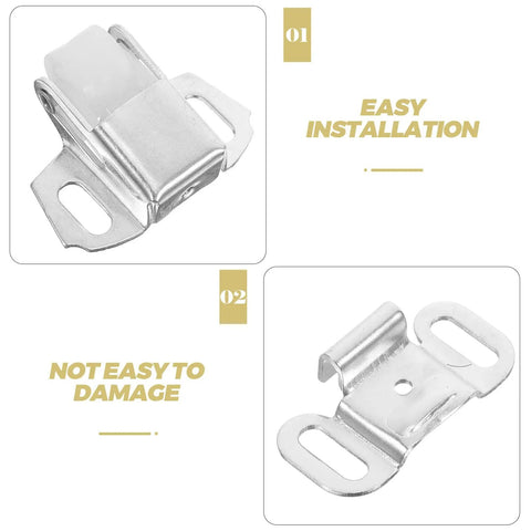 4 Sets Roller Catch Assembly For Doors And Closets, Easy Install Cabinet Door Catch Replacement With Silver Iron Material And Screws