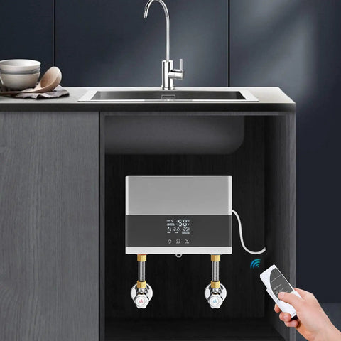 On Demand Tankless Electric Water Heater 4000W 110V Instant Hot Water System under kitchen sink with remote control.