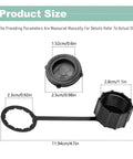 Size diagram of Two Pack Sprayer Tank Drain Covers With Secure Tether And Quick Emptying Threaded Caps For Most Sprayers Built Tough
