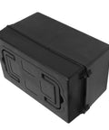 Heavy Duty Plastic Battery Storage Organizer Box With Secure Latching Lid For Marine Car Rv Boat Truck from an angled view.